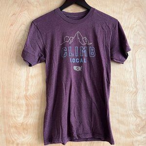 Locally Grown Climb Local Graphic Short Sleeve T-Shirt in Purple Maroon Unisex S